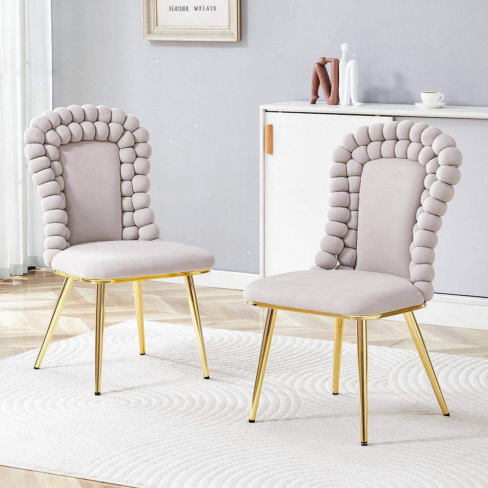 Set 2 sedie da pranzo - Xylo - velluto beige gambe dorate