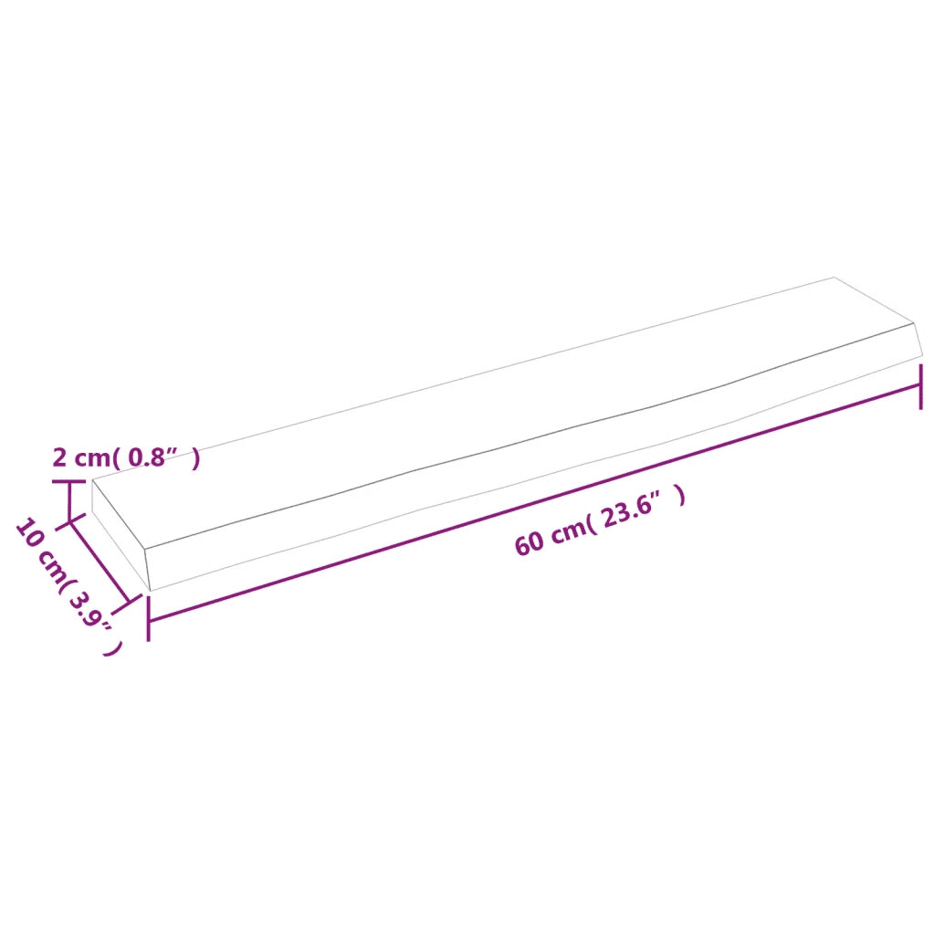 Ripiano a Parete 60x10x2 cm Legno Massello Rovere Non Trattato 363518