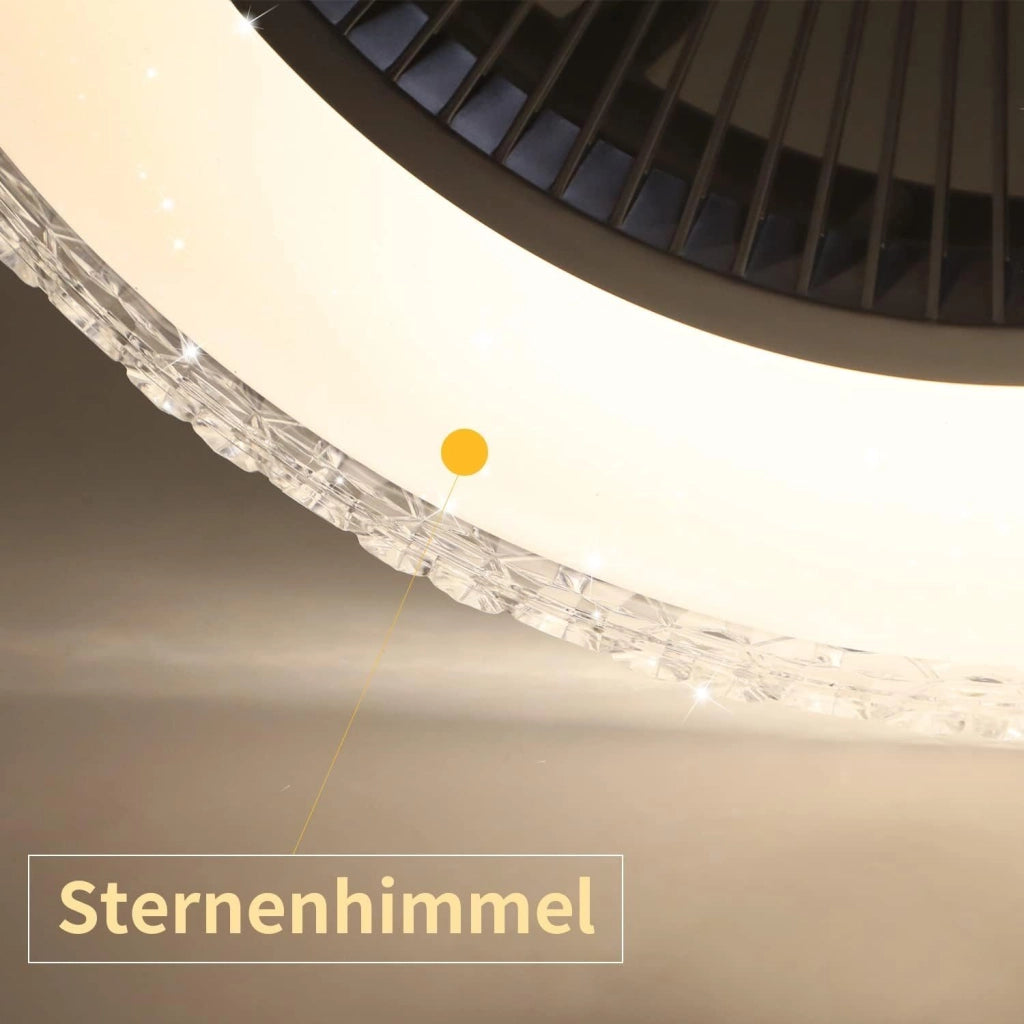 ZMH Ventilatore da soffitto con luce e telecomando ventilatore a tempo Crystal Bedroom