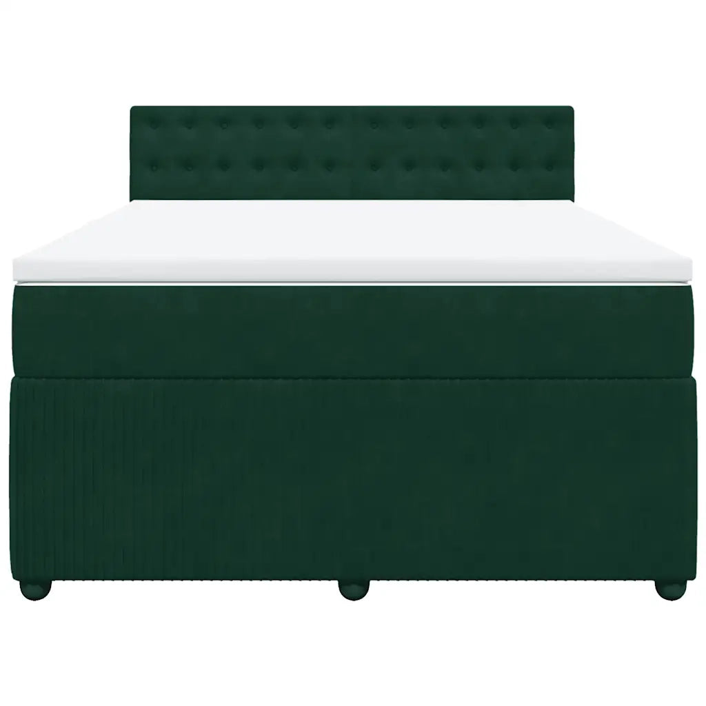 Giroletto a Molle con Materasso Verde Scuro 140x200 cm Velluto