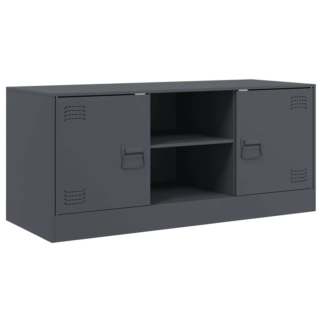 Mobile TV multimediale scaffale TV credenza TV adatto per sala da pranzo soggiorno camera da letto antracite 99 x 39 x 44 cm acciaio antracite 02_0026410