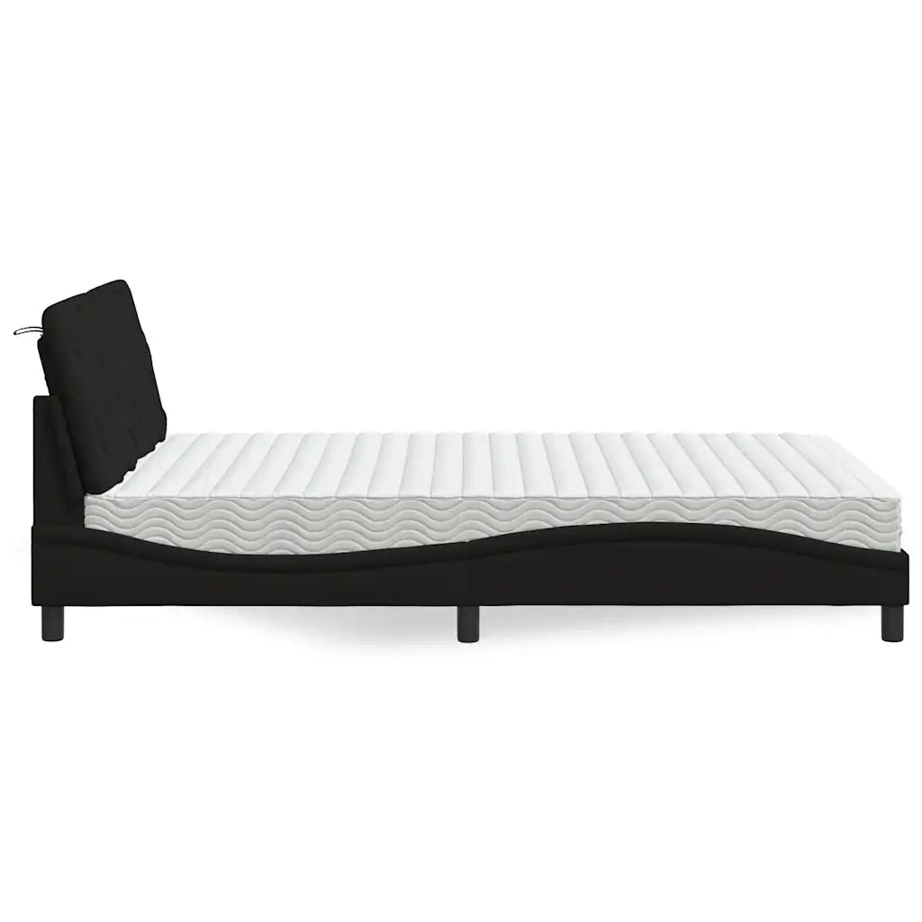 Letto con Materasso Nero 140x200 cm in Tessuto 3310743