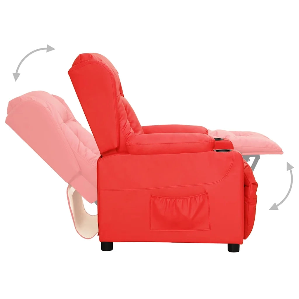 Divano Sedia-Poltrona Reclinabile Rossa in Similpelle 131835