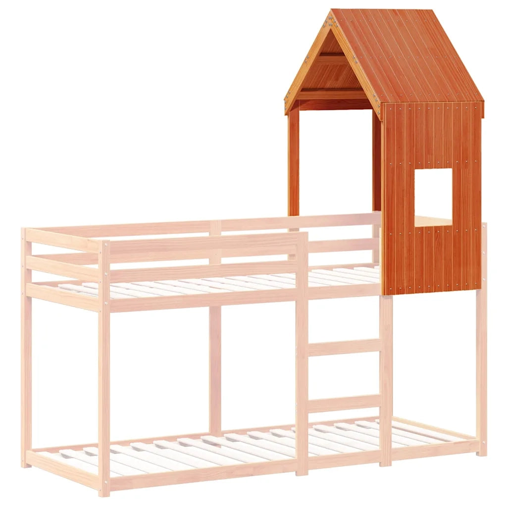 Tetto Letto Bambini Marrone Cera 60x89x134,5 cm Massello Pino