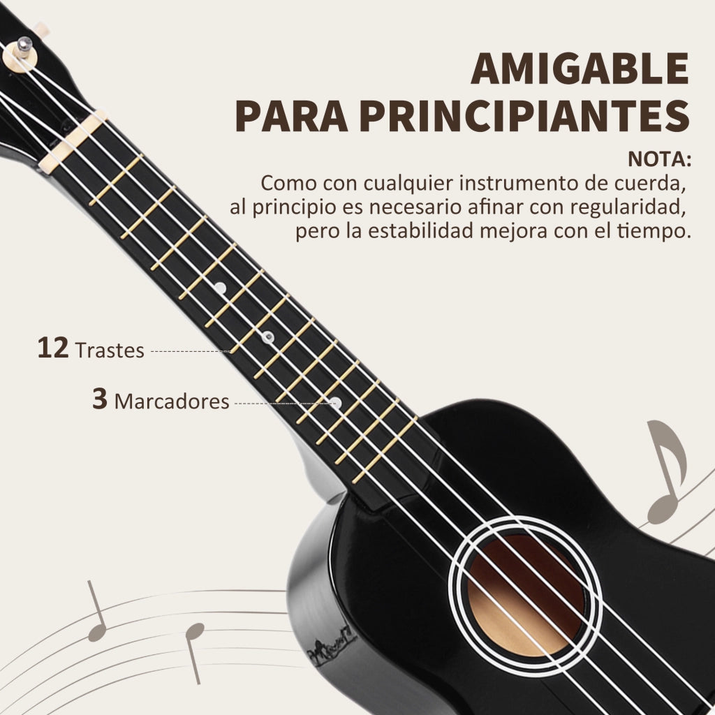 Ukulele Soprano per Principianti ¨C zephmum ¨C 53x17.5x6.2 cm Nero