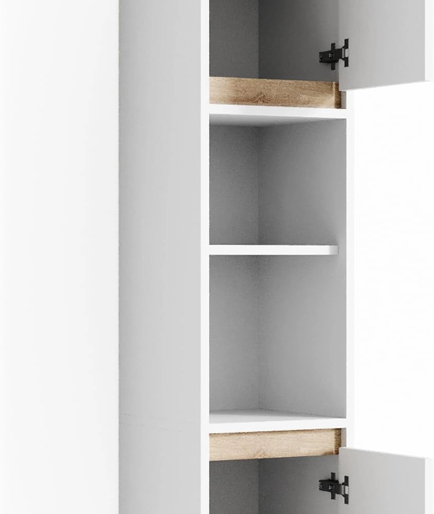 Mobile bagno alto Emma, Bianco/Sonoma, 30 x 190 cm, combinabile con la serie Emma per l'organizzazione in bagno