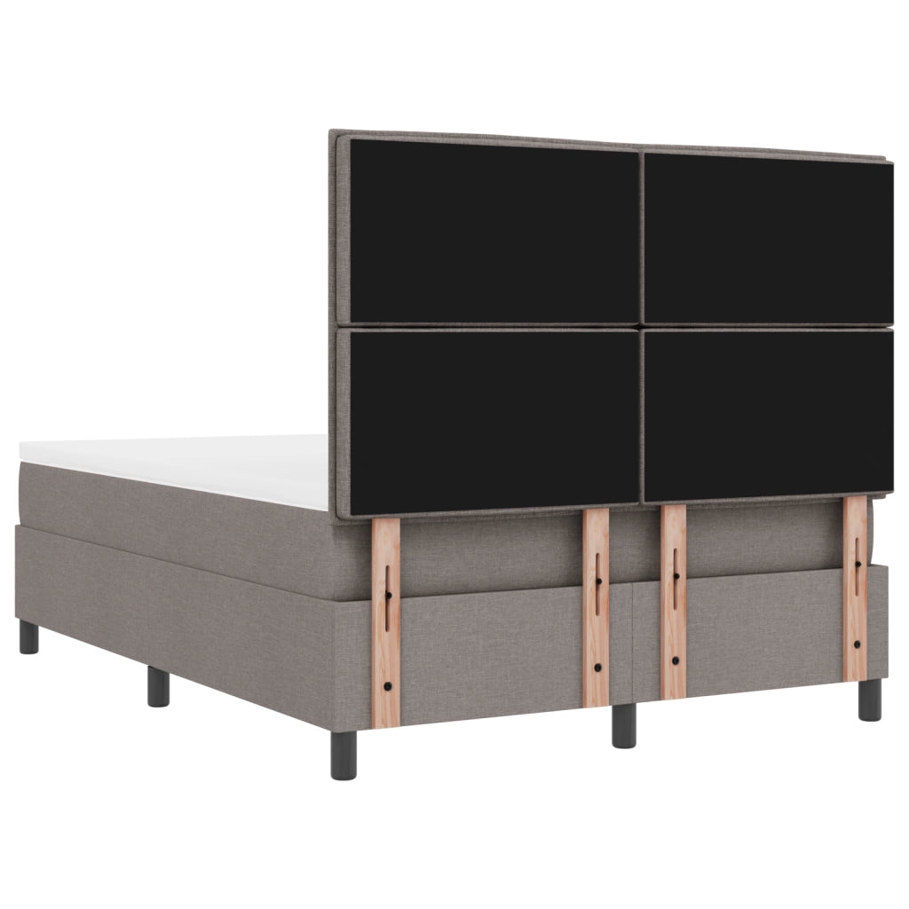 Letto con Box Spring con Materasso Tortora 140x190 cm Tessuto