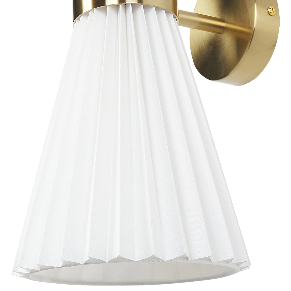 Set di 2 Applique da parete moderna con paralume in tessuto e struttura in ottone e metallo bianco camera da letto soggiorno elegante