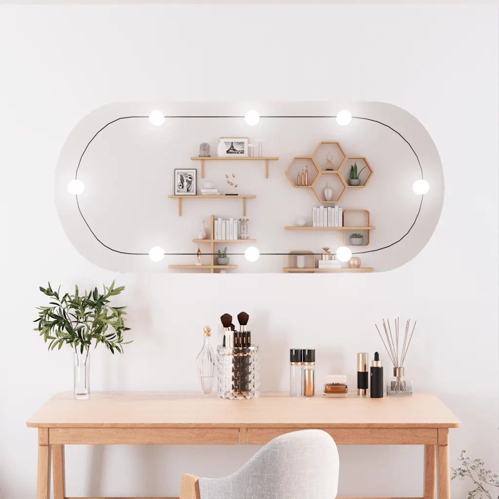 Specchio da Parete con Luci LED 45x100 cm Vetro Ovale 3189164