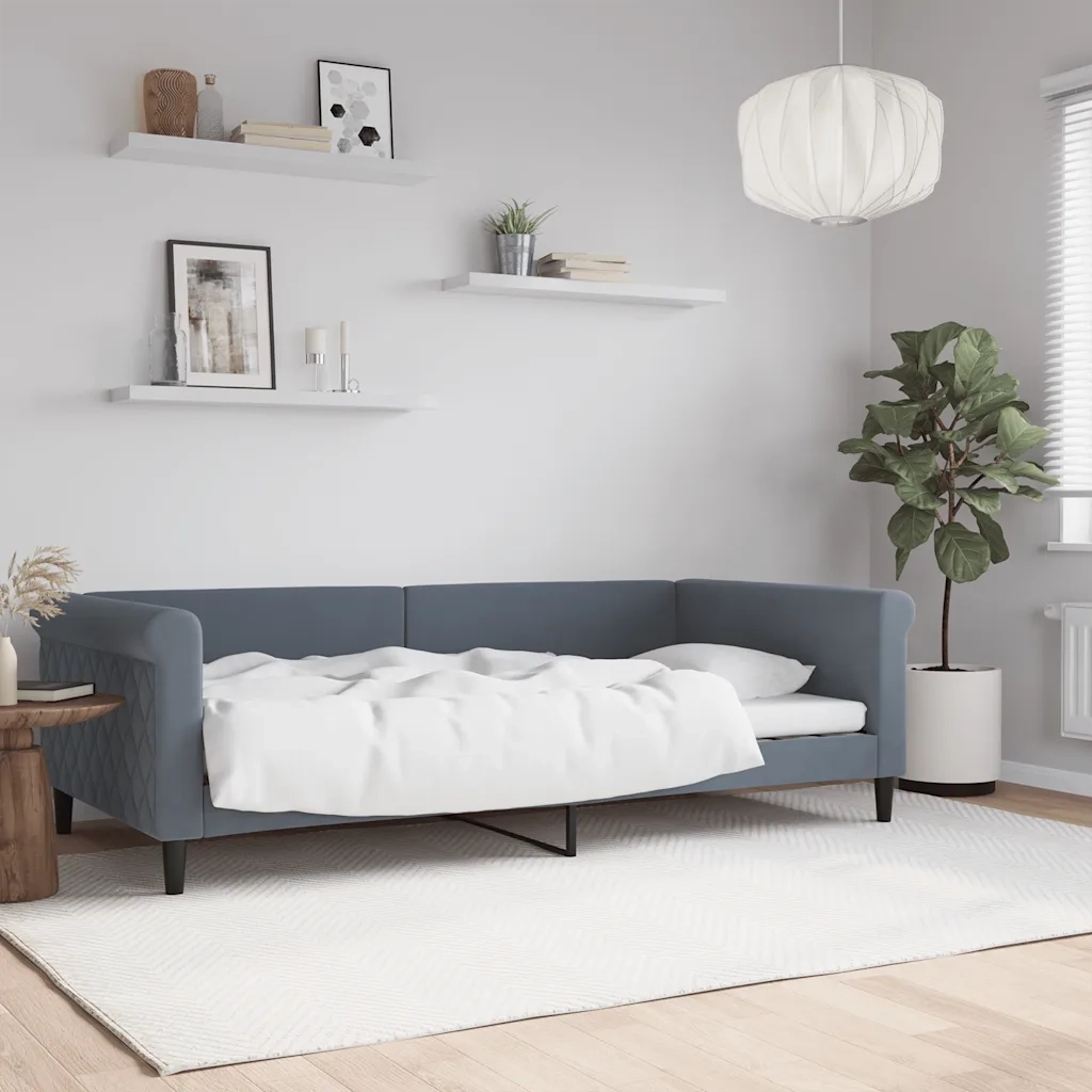 Letto singolo | Letto per adulti | Letto da Giorno Grigio Scuro 100x200 cm in Velluto