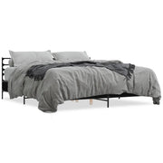 Letto matrimoniale | Letto per adulti | Giroletto Nero 200x200 cm in Legno Multistrato e Metallo