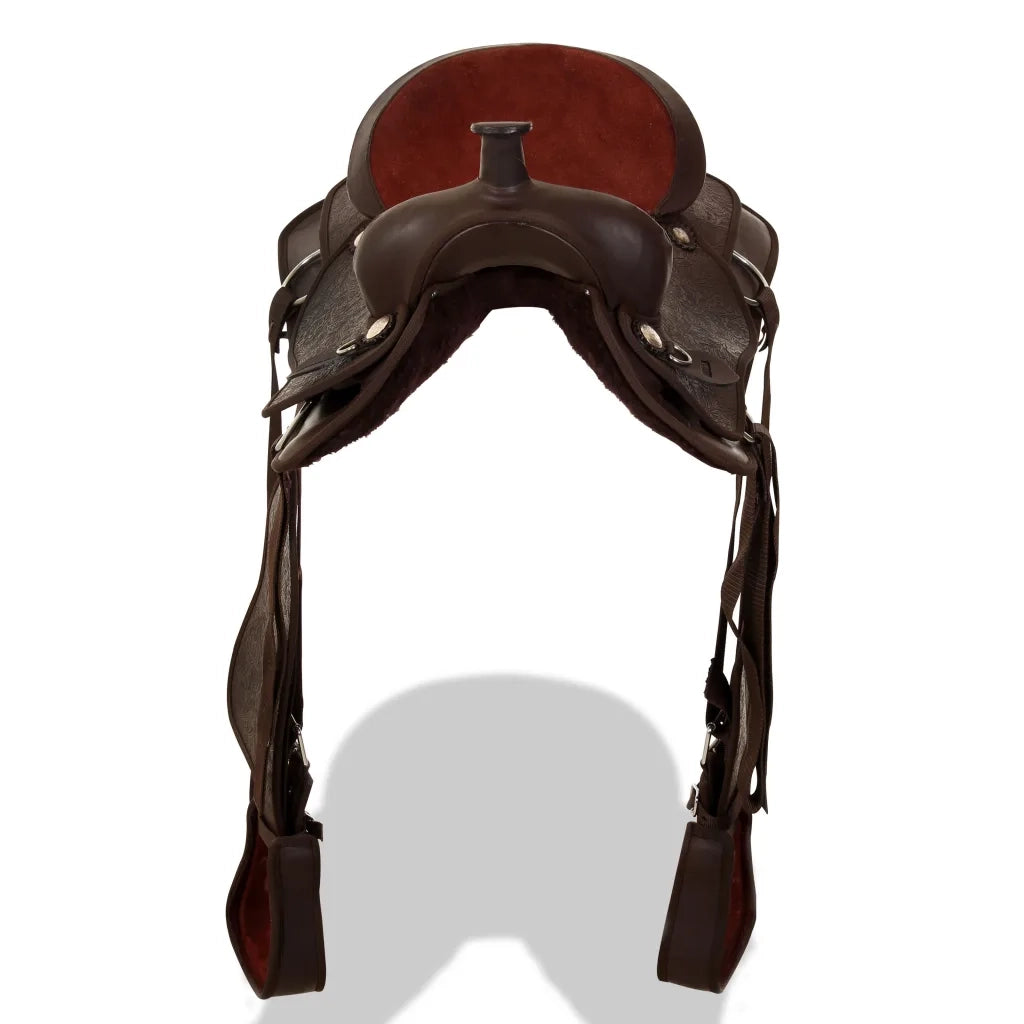 Sella Western Testiera e Pettorale in Vera Pelle 17" Marrone cod mxl 65452