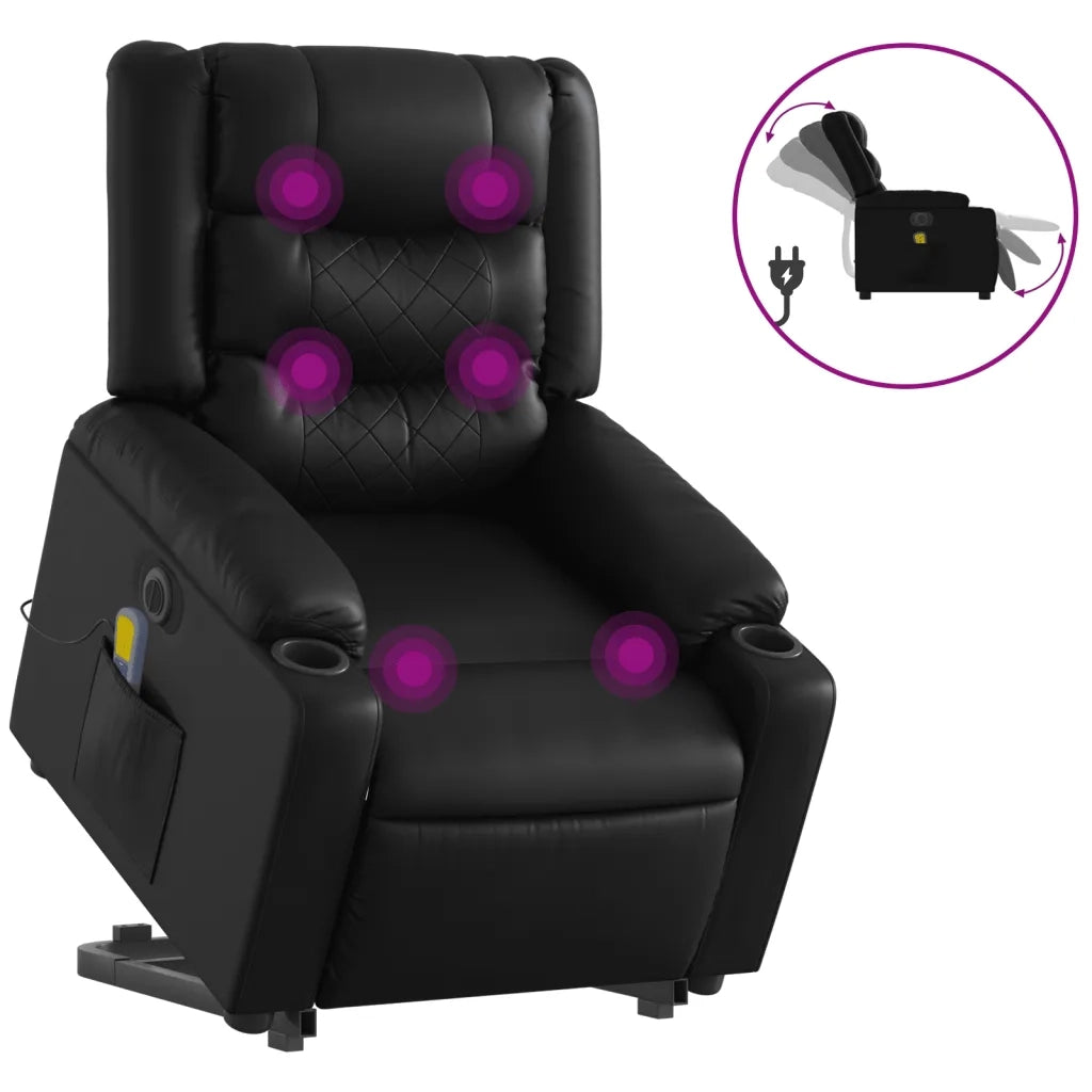 Poltrona Alzapersona Massaggiante Elettrica Nera in Similpellecod mxl 85152