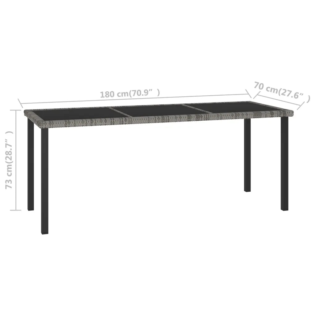 Tavolo da Pranzo da Giardino | Tavolino da esterno Grigio 180x70x73 cm in Polyrattan