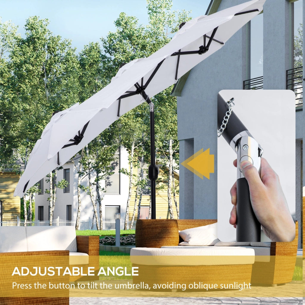 Ombrellone da Giardino Doppio 285x147x227 cm  in Acciaio e Poliestere Bianco