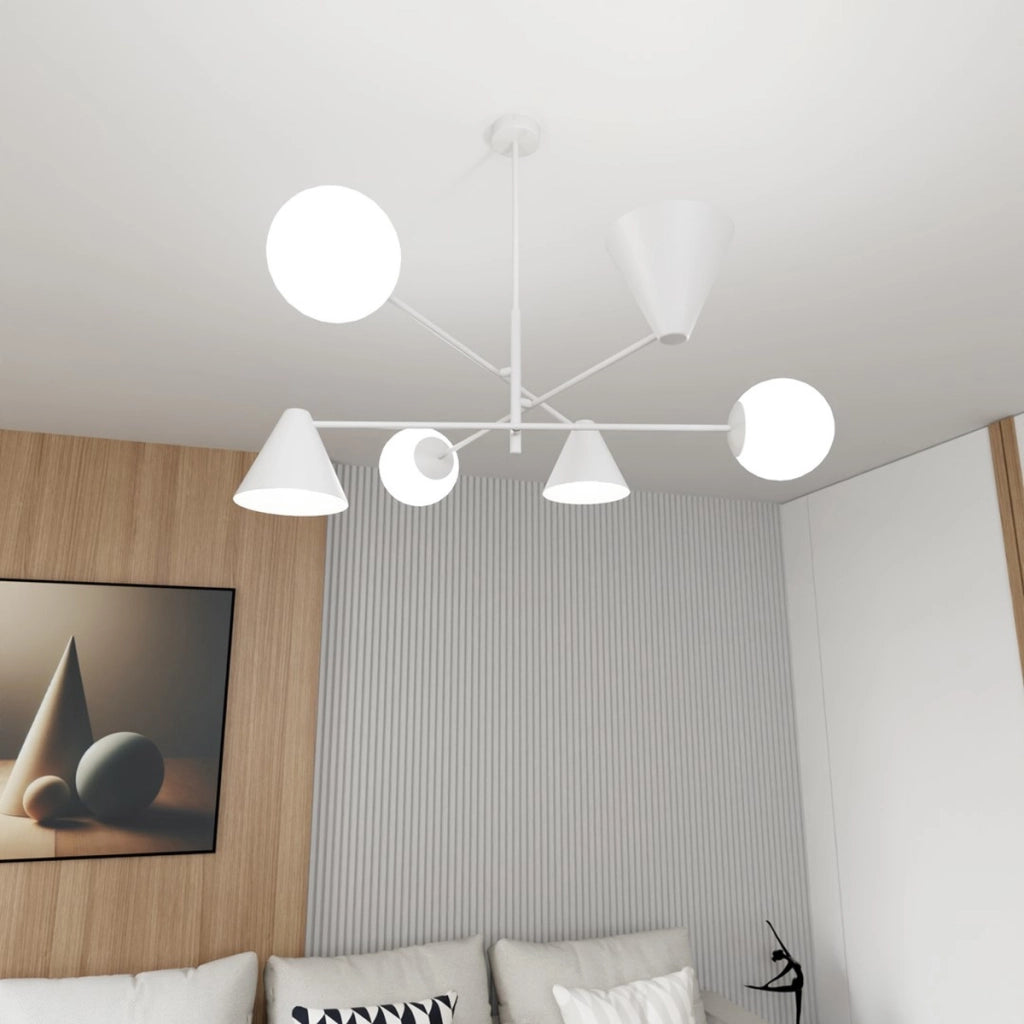 Lampada a sospensione HERMES 6 luci in acciaio bianco