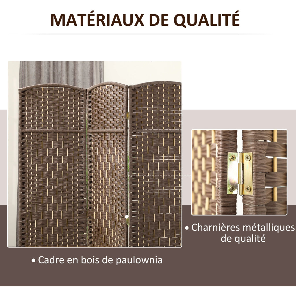 Paravent in legno 3 ante ¨C zephmum ¨C 135x180 cm marrone