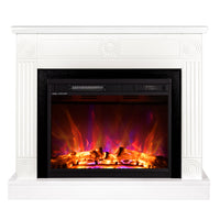 Camino Elettrico da Pavimento 80x95x27 cm Effetto Fiamma 1500W Bonita & Lorance Bianco/nero