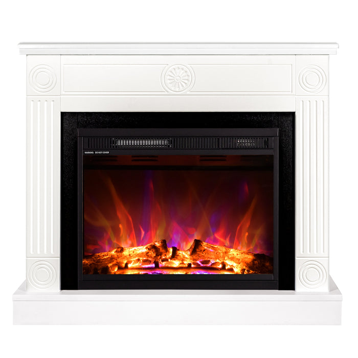 Camino Elettrico da Pavimento 80x95x27 cm Effetto Fiamma 1500W Bonita & Lorance Bianco/nero