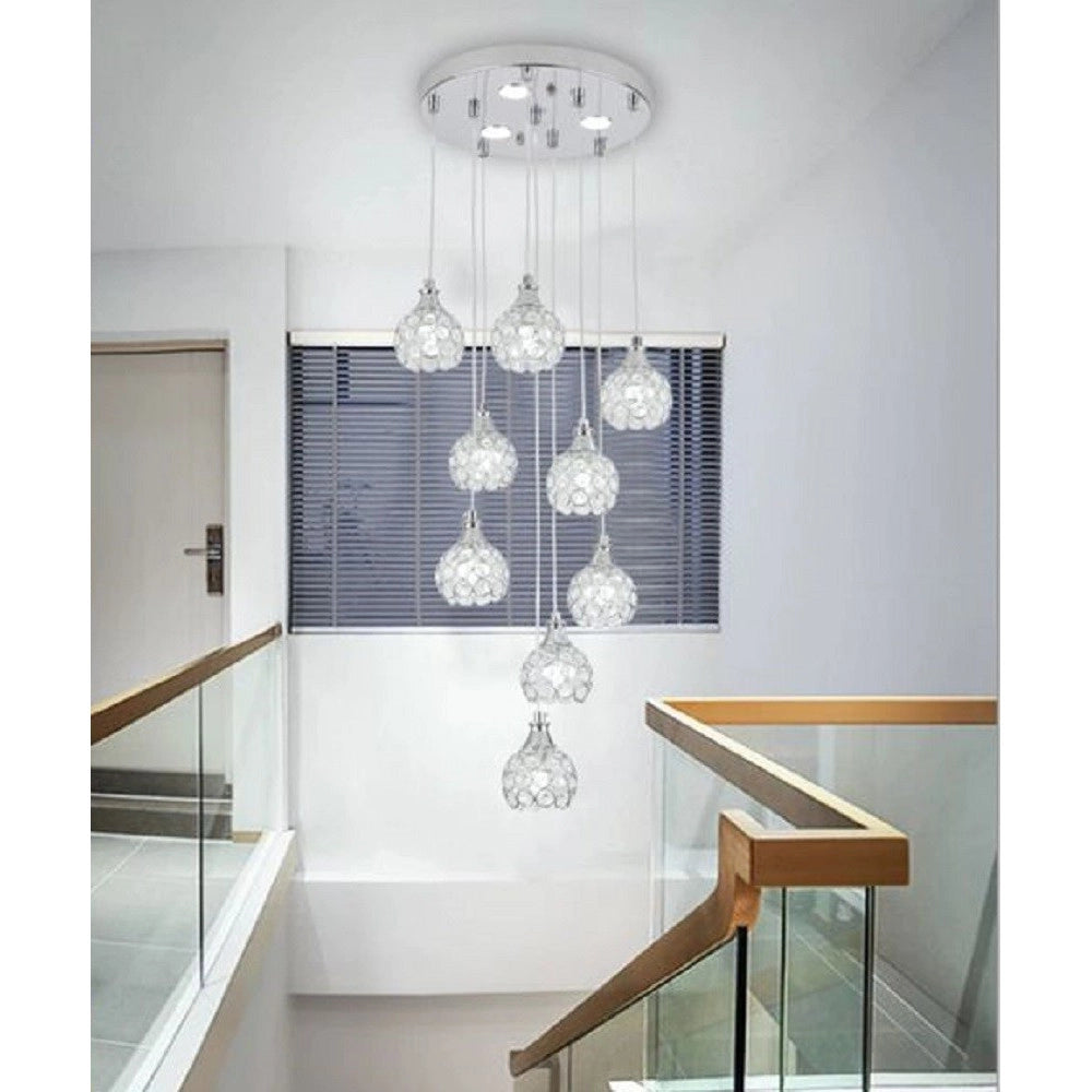 Trade Shop - Lampadario Soffitto Sospensione Plafoniera Oro Argento Attacco G9 Luce 6500k B37 - Argento