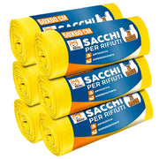 Akitaink 120 Sacchi Spazzatura 50x60 Gialli con Legacci