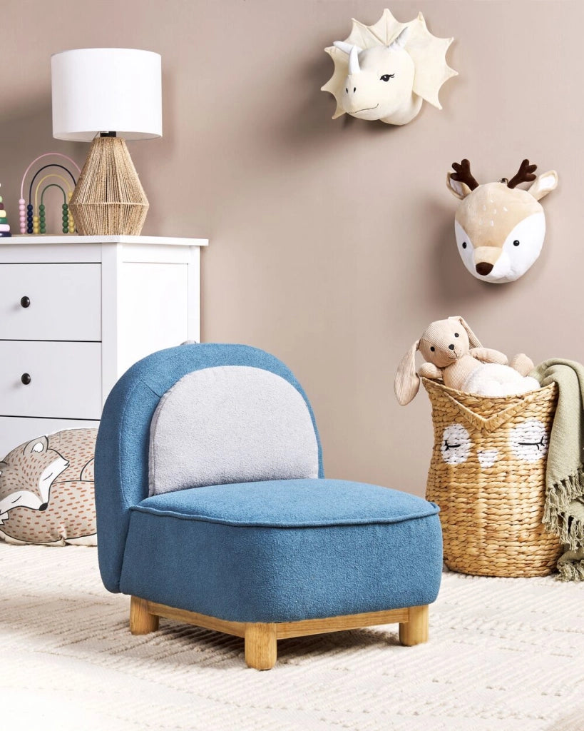 Sedia per animali tessuto in poliestere blu Sedile senza braccioli per cameretta per bambini Design moderno Dinosauro