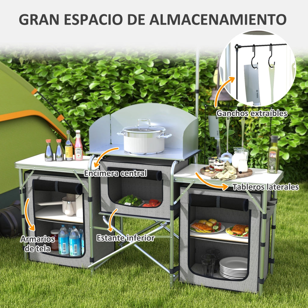 Tavolo da Cucina Pieghevole ¨C zephmum ¨C Grigio 172x48x130 cm