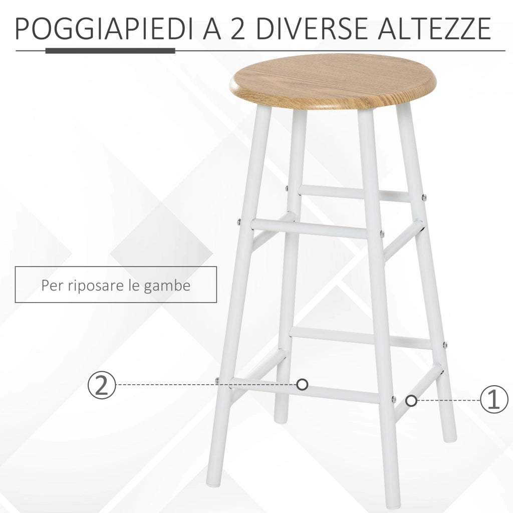 Set Tavolo Alto 80x50x90 cm e 2 Sgabelli Bianco