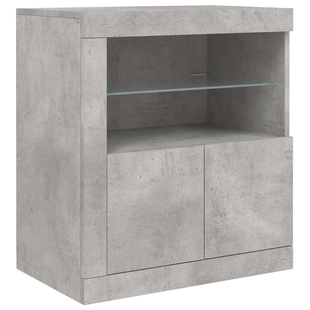 Credenza | Madia | Buffet da pranzo | Armadio da pranzo con Luci LED Grigio Cemento 181,5x37x67 cm