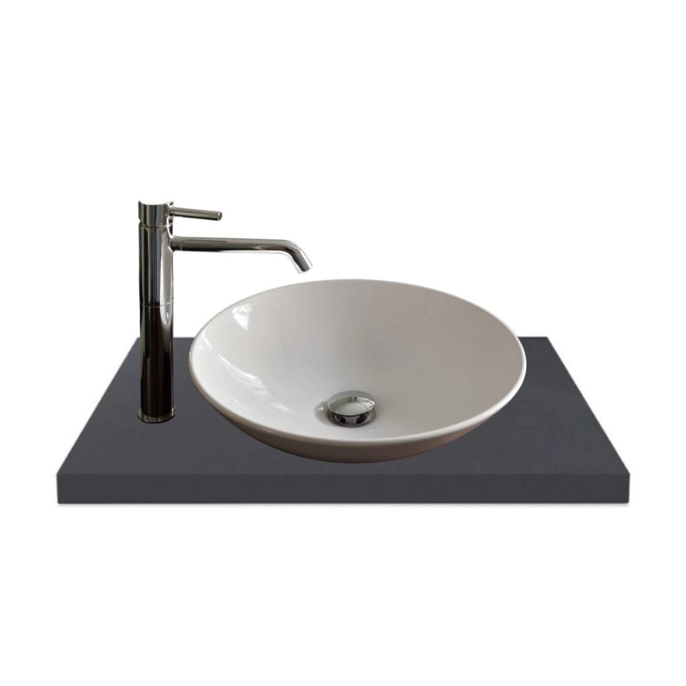 Piano lavabo rettangolare truciolare antracite satinato 80x48x3.8H