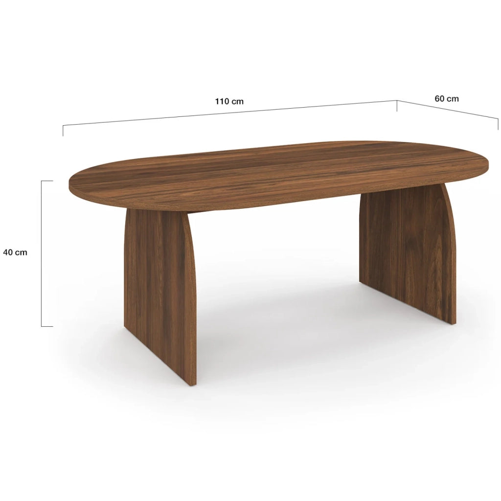 IDMarket - Tavolino japandi ovale EDITH da 110 cm in legno effetto noce