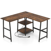 Scrivania a L 120 x 70 x 75 cm con stazione di ricarica integrata e ripiano portaoggetti stile moderno legno ingegnerizzato marrone rustico 20_0010904