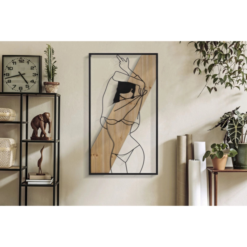 Decorazione in Metallo e Legno Corpi 8, Marrone, Metallo, 50x2x90 cm