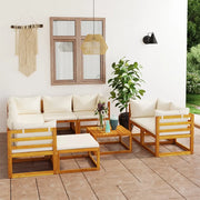 Set Divani da Giardino 10 pz con Cuscini Crema Massello Acacia 3057647