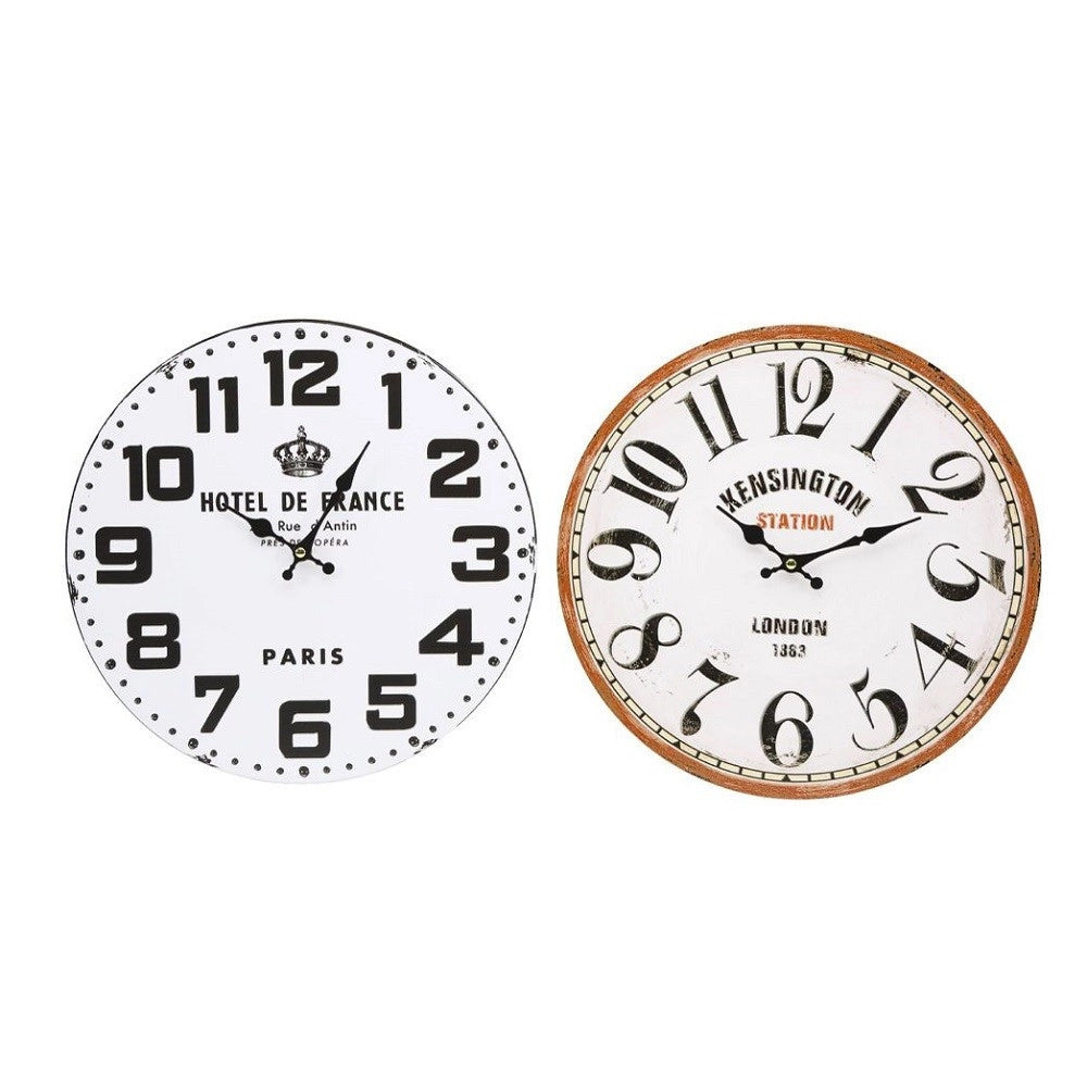 Trade Shop - Orologio Da Parete In Legno Rotondo Vintage Retro' Analogico Casa Cucina 218694 -