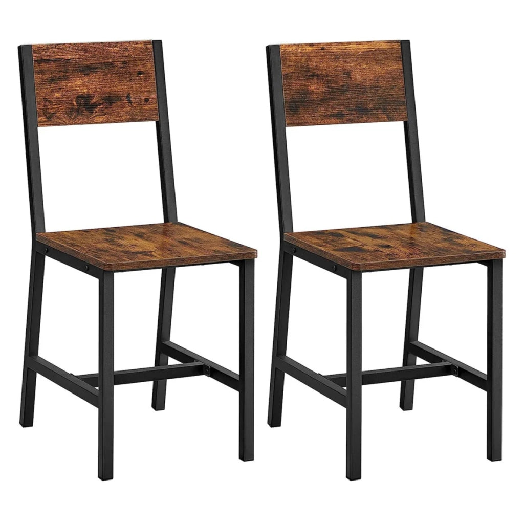 Set di 2 sedie da pranzo struttura in acciaio stile industriale per sala da pranzo soggiorno cucina marrone rustico e nero 12_0004930