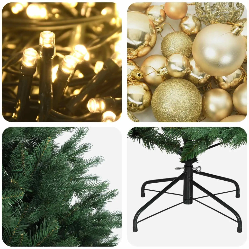 Albero di Natale artificiale con palline 120 cm 150 LED 3465655