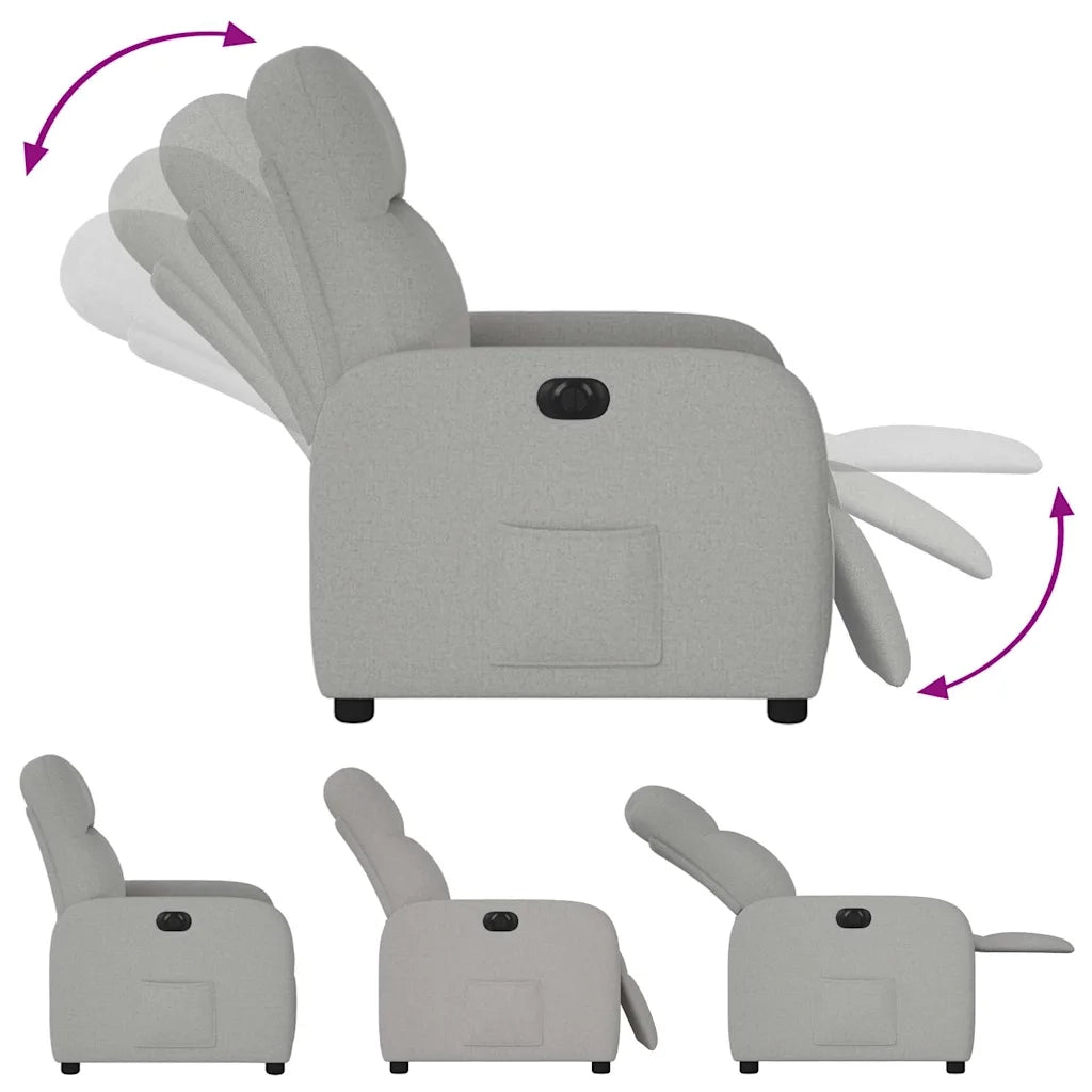 Poltrona Elettrica Reclinabile Grigio Nuvola in Tessuto 3302961