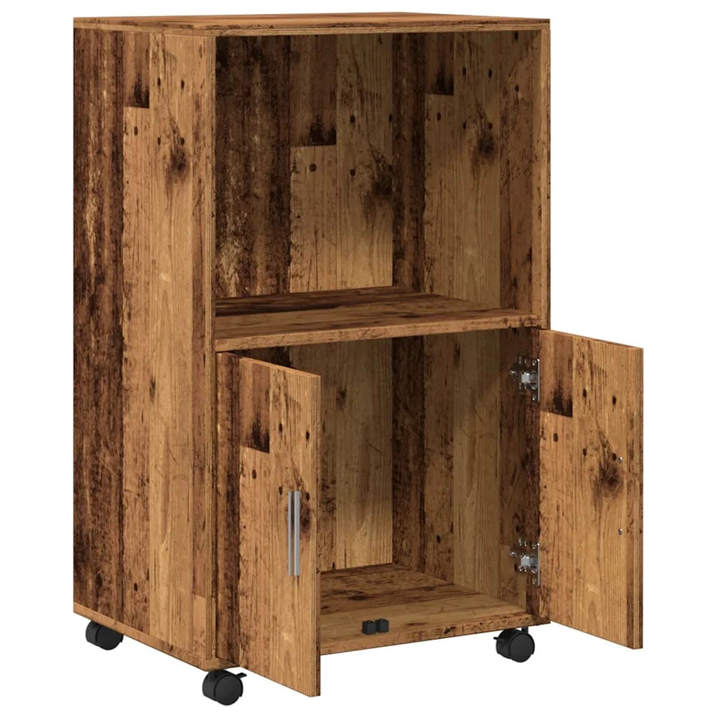Mobiletto con Ruote Legno Antico 55x40x91 cm in Truciolato