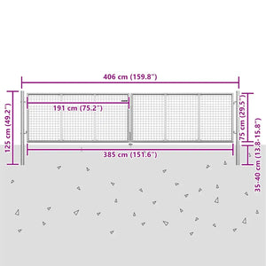 Cancello per Giardino in Acciaio Zincato 415x125 cm Argento cod mxl 77775