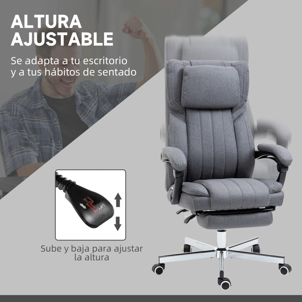 Sedia da Ufficio Reclinabile e Girevole con Massaggio ¨C Zephmum ¨C Grigio 65x61x108-118 cm