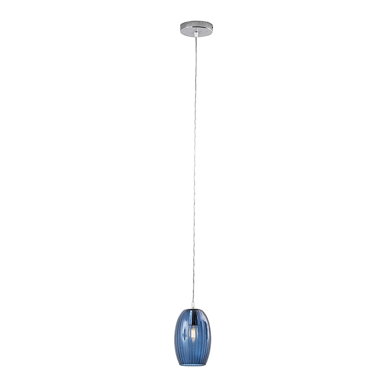 Talisker Sospensione Tonda in Vetro Blu E14 IP20 - Lampadario a Luce Diretta in Vetro Lavorato a Mano per Interni - Rossini Group