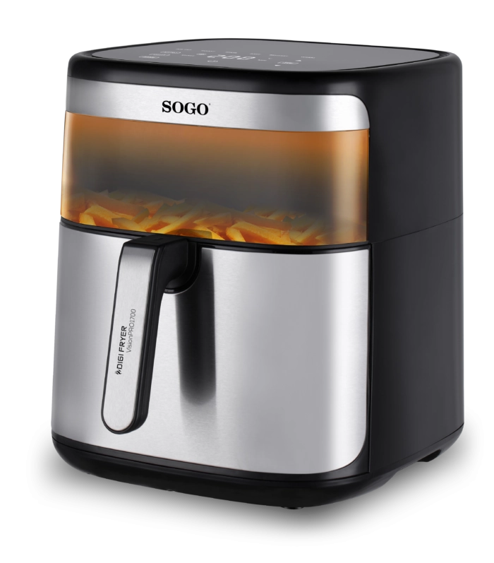 Friggitrice ad aria 10L 1700W con finestra e 10 programmi, controllo touch temperatura 80-200°C e cestello ceramico - Sogo