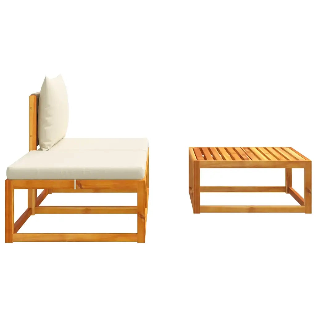 Set di divani da giardino 3 pezzi con cuscini in legno di acacia e corda 4008166