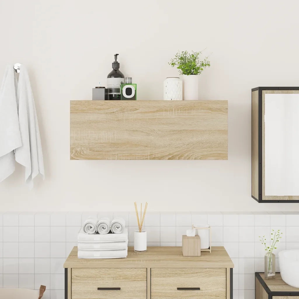 Mobile da Bagno Rovere Sonoma 80x25x30 cm in Legno Multistrato