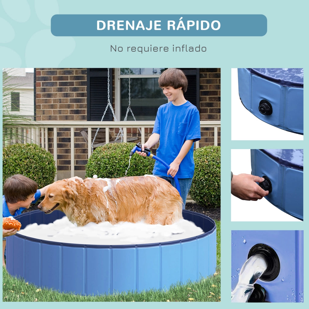 Piscina Pieghevole per Cani Gatti ¨C zephmum ¨C Blu ?140x30 cm PVC Antiscivolo