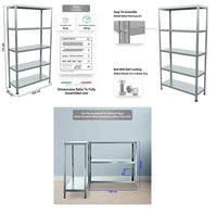Scaffale in Metallo 5 Ripiani 100x40x187 cm Ettore Zincato