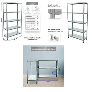 Scaffale in Metallo 5 Ripiani 100x40x187 cm Ettore Zincato