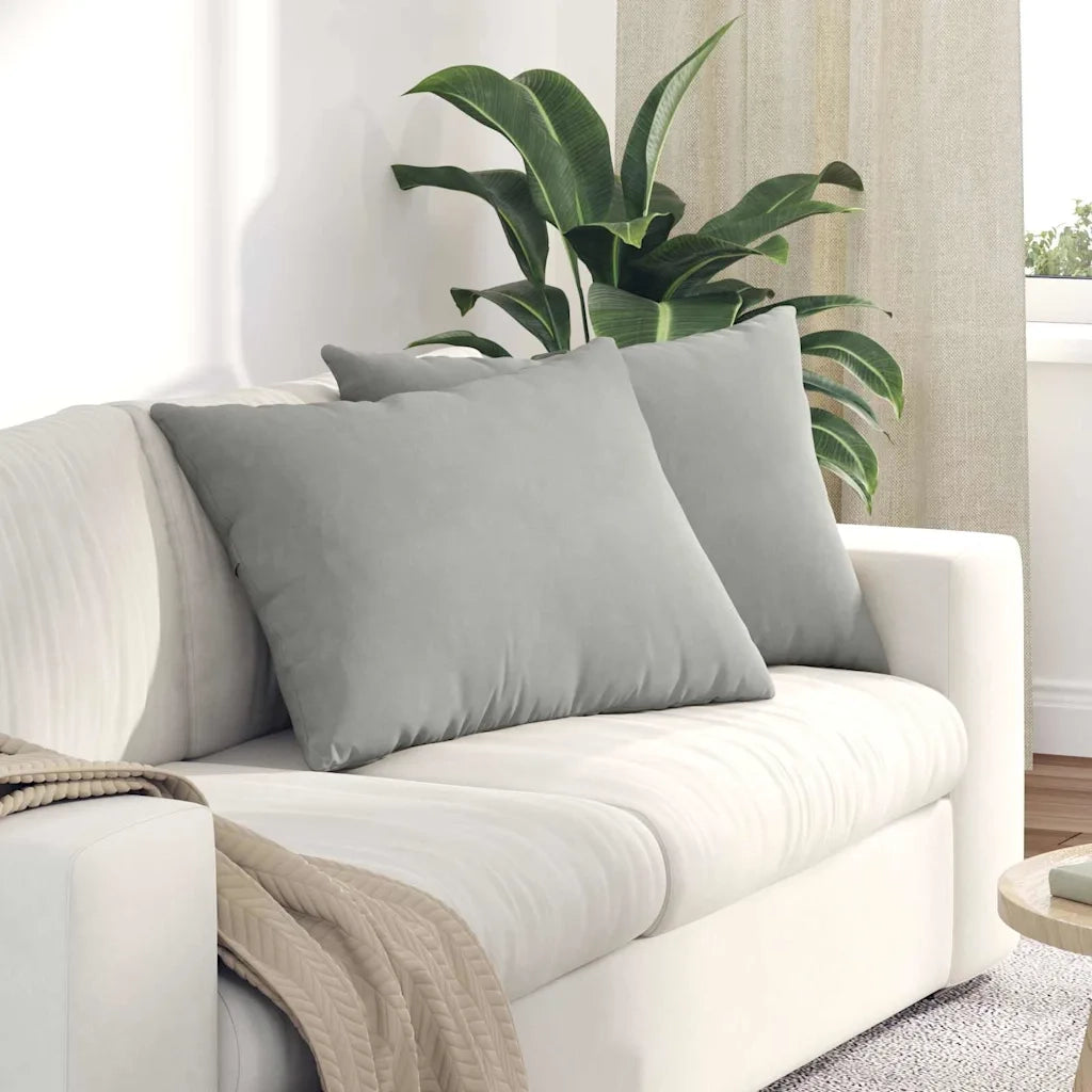 Cuscini da Divano 2 pz-Set di 2 Cuscini per Sofa Grigio chiaro 70 x 50 cm Tessuto 955983