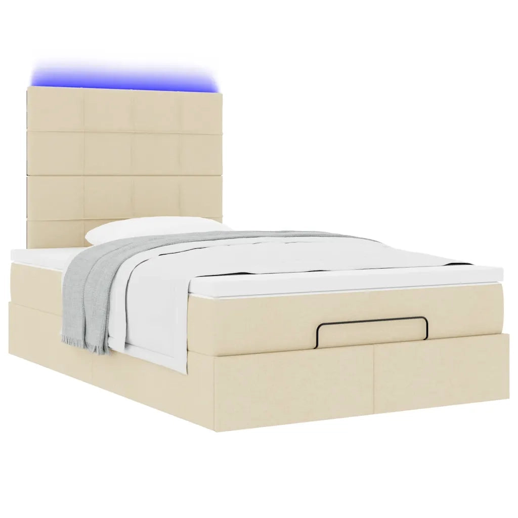 Struttura Letto Pouf con Materasso Crema 120x190 cm in Tessuto 3313994